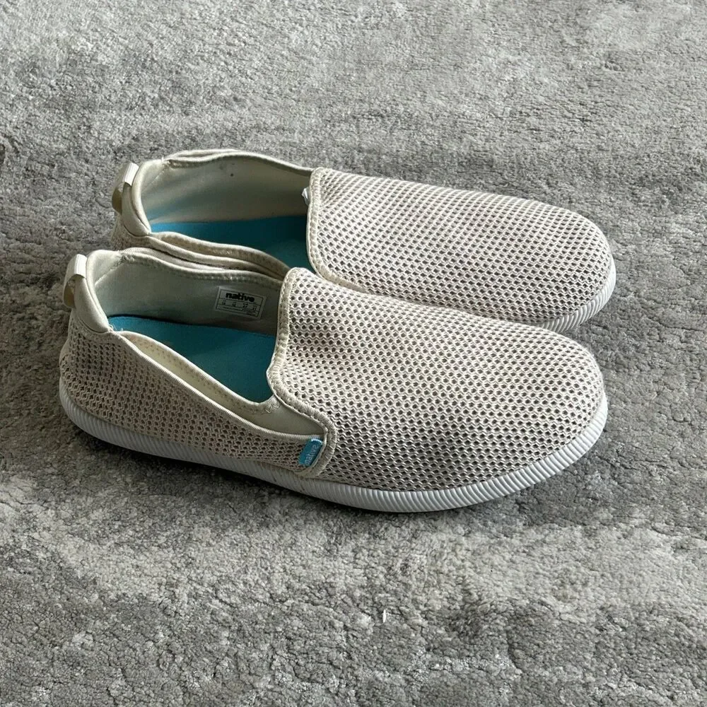 Native Cruz Shoes Mens 12 Bone White Low Profile Sneakers Mesh Slip On Summer